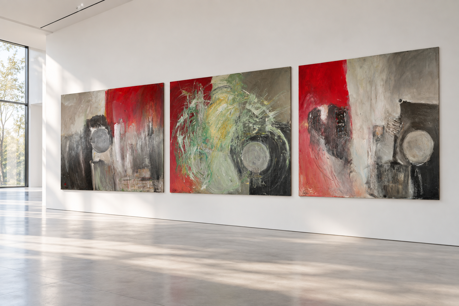 Room view of the triptych: Resonance of the Universe